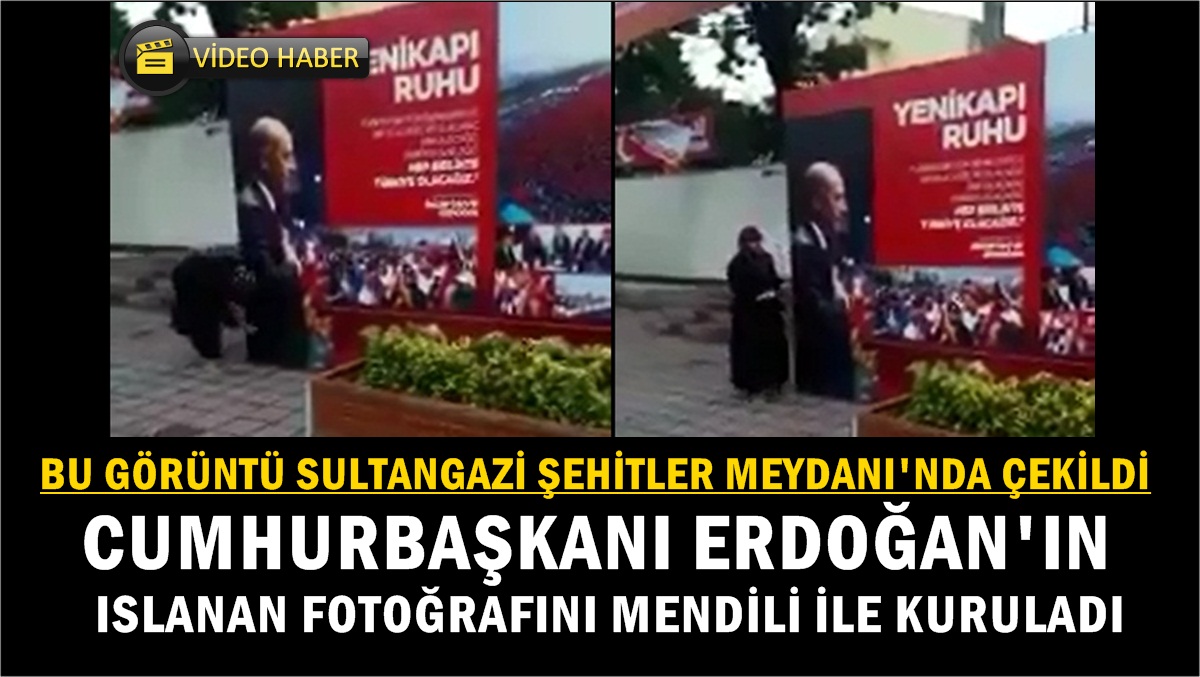 Erdoğan’ın Islanan Fotoğrafını Mendili İle Kuruladı