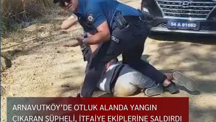 Arnavutköy’de otluk alanda yangın çıkaran şüpheli, itfaiye ekiplerine saldırdı